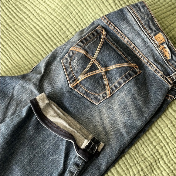 Blue Denim Jeans with Contrast Stitching KUT Katie slim Boyfriend Plus 18w - Picture 4 of 6